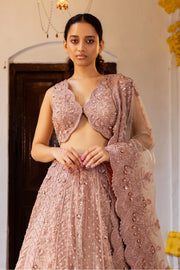 Cherry Blossom Organza Lehenga